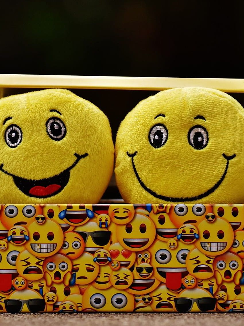 Emoji Smileys Yellow Box Cheerful Smiling Emoticons Happiness