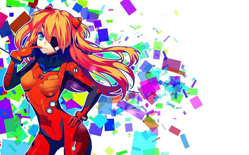 Neon Genesis Evangelion Asuka Langley Sohryu Penuh Warna Seni Anime