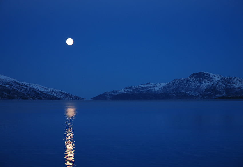 Full Moon Lake Mountains Nature Full Moon Over The Lake Hd Wallpaper