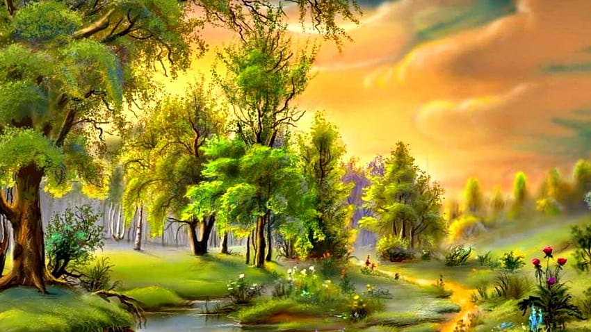 Landscape Painting Nature Painting Hd Wallpaper Pxfuel