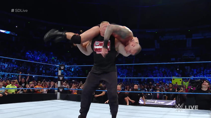 WWE Smackdown Brock Lesnar Hits Randy Orton With F5 Wwe Brock Lesnar