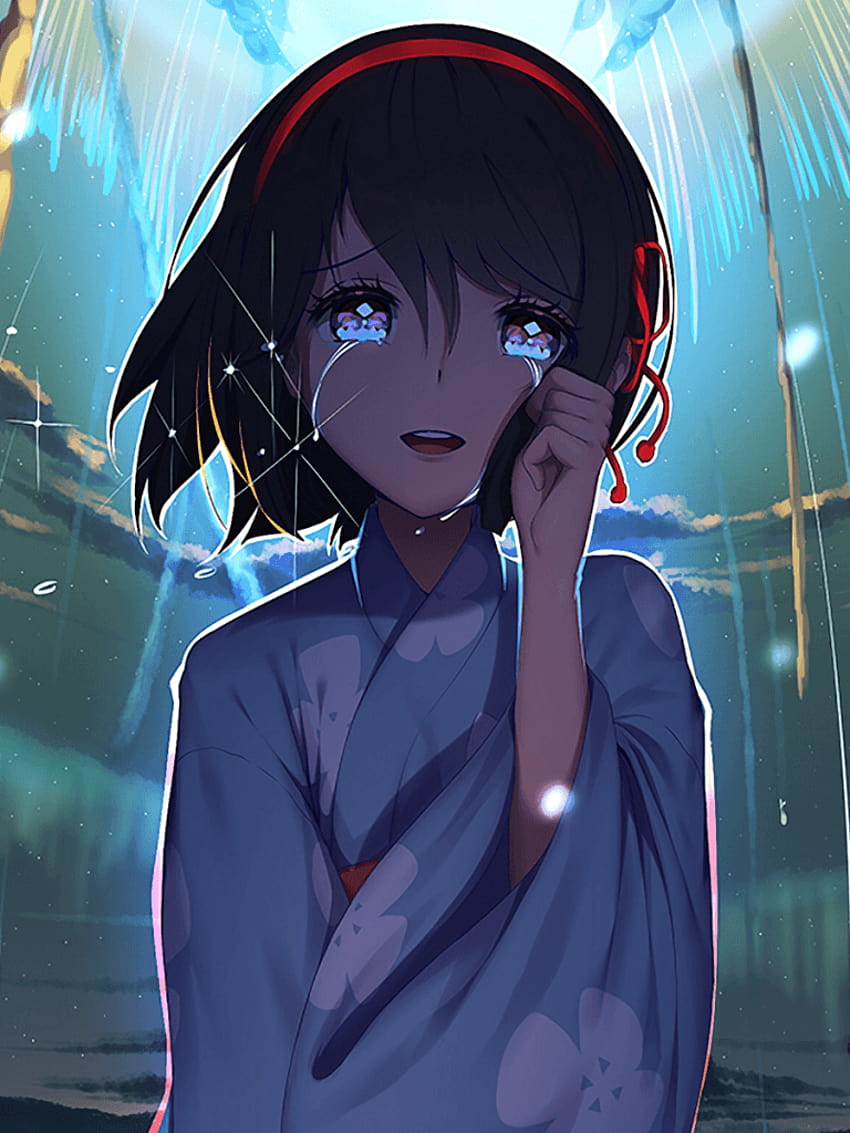 X Mitsuha Miyamizu Tears Yukata Kimi No Na Wa Hd Phone