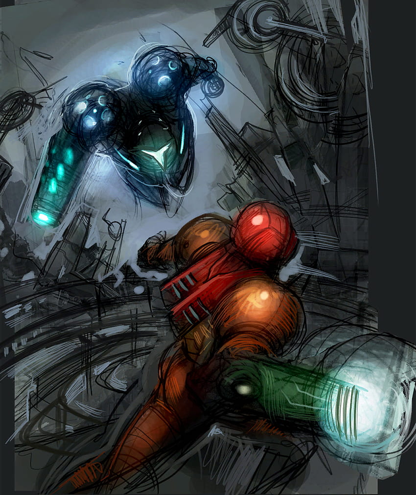 Samus Vs Dark Samus Study Hd Phone Wallpaper Pxfuel