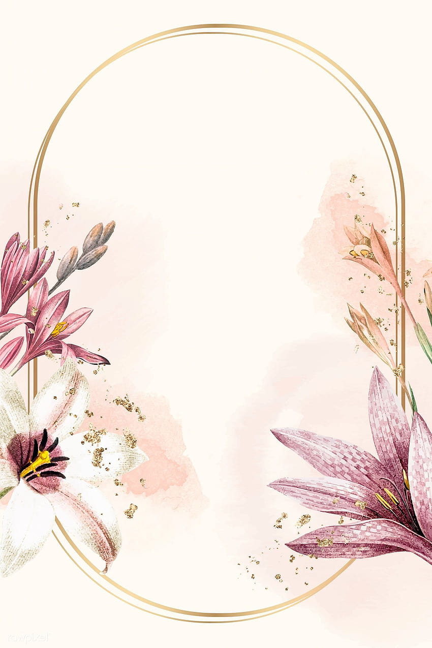 premium vector of Floral gold frame on beige backgrounds vector HD phone wallpaper