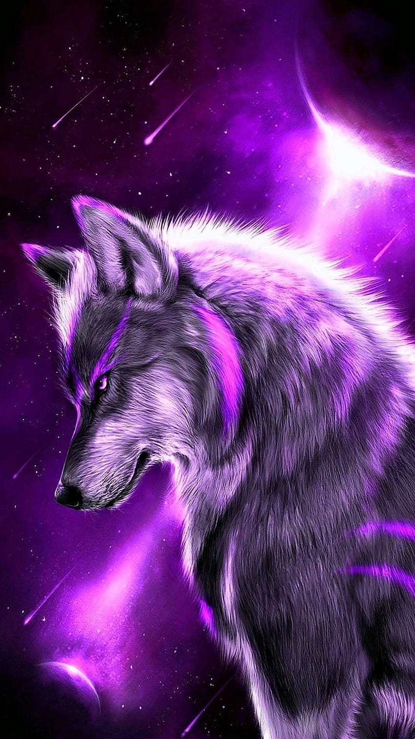 Logo de loup animé, loup violet Fond d'écran de téléphone HD