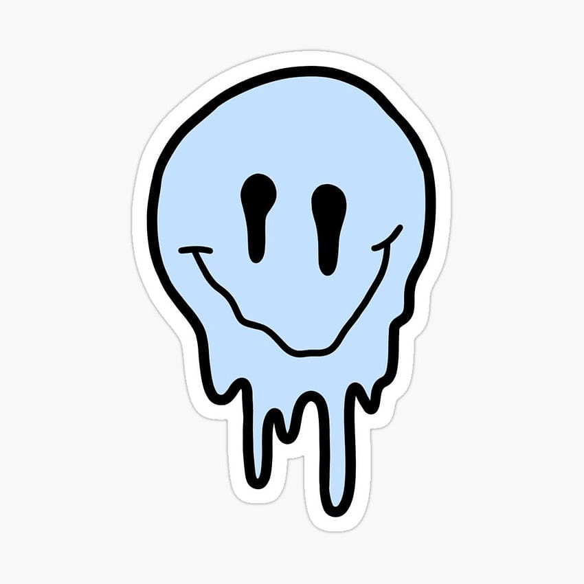 pastel blue drippy smiley face Sticker by zarapatel HD phone wallpaper