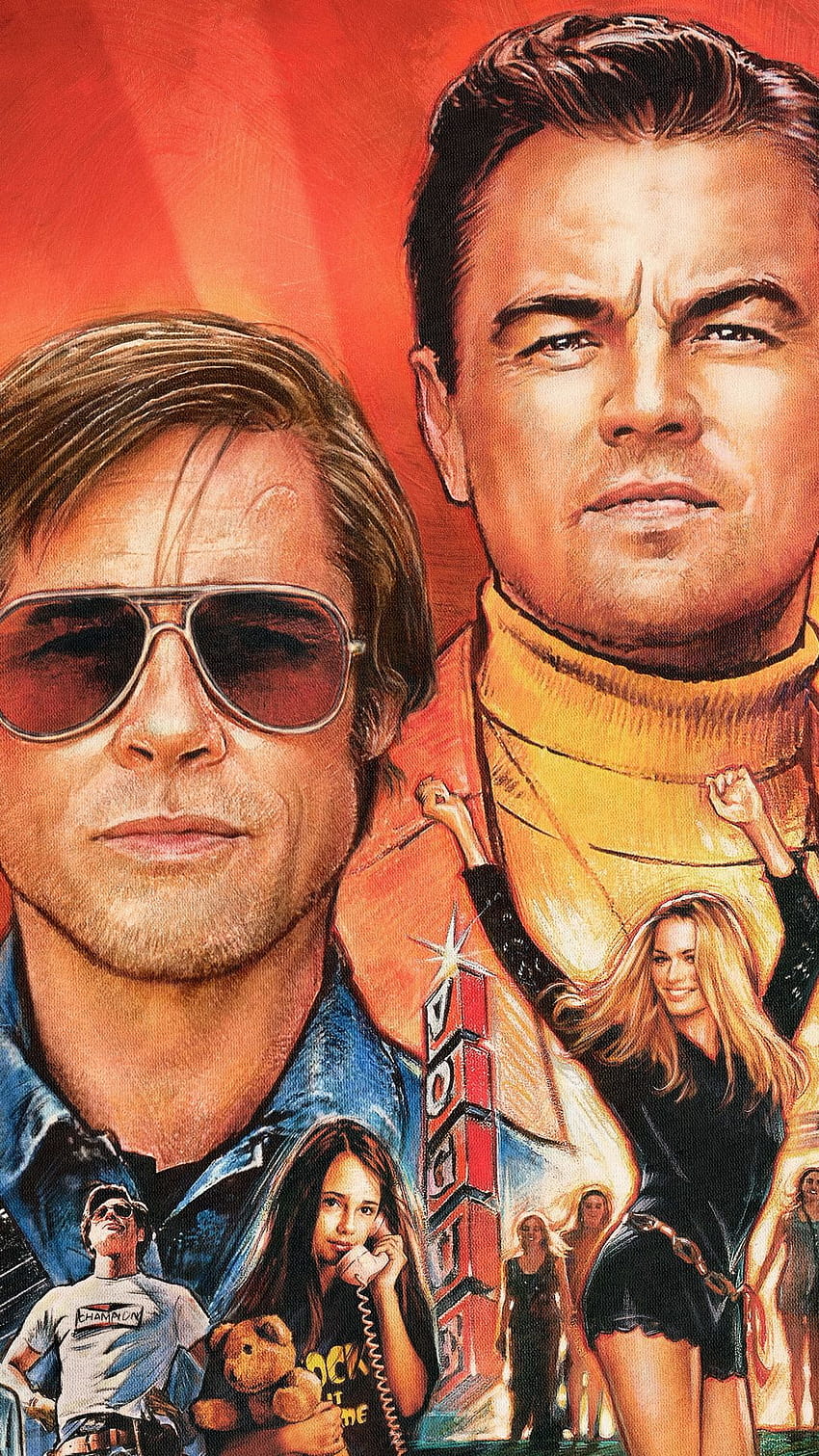 Once Upon A Time In Hollywood Mobile ,Brad Pitt, Leonardo Dicaprio,Margot Robbie HD phone wallpaper