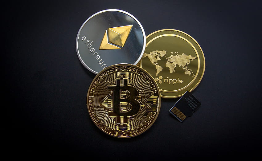 Ripple, Etehereum und Bitcoin und Micro Sdhc Card · Stock HD-Hintergrundbild