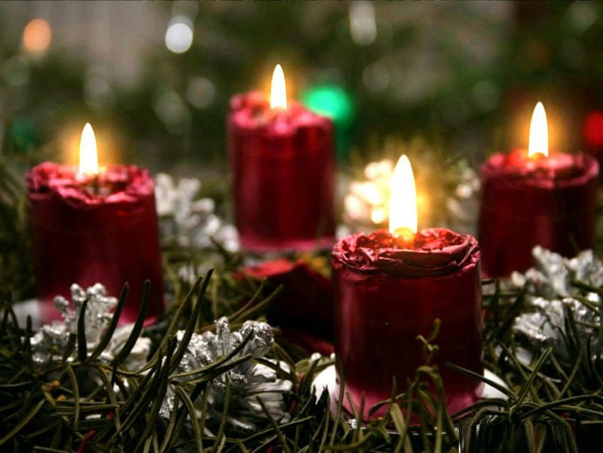 4 Świeca bożonarodzeniowa, świąteczna świeca adwentowa Tapeta HD