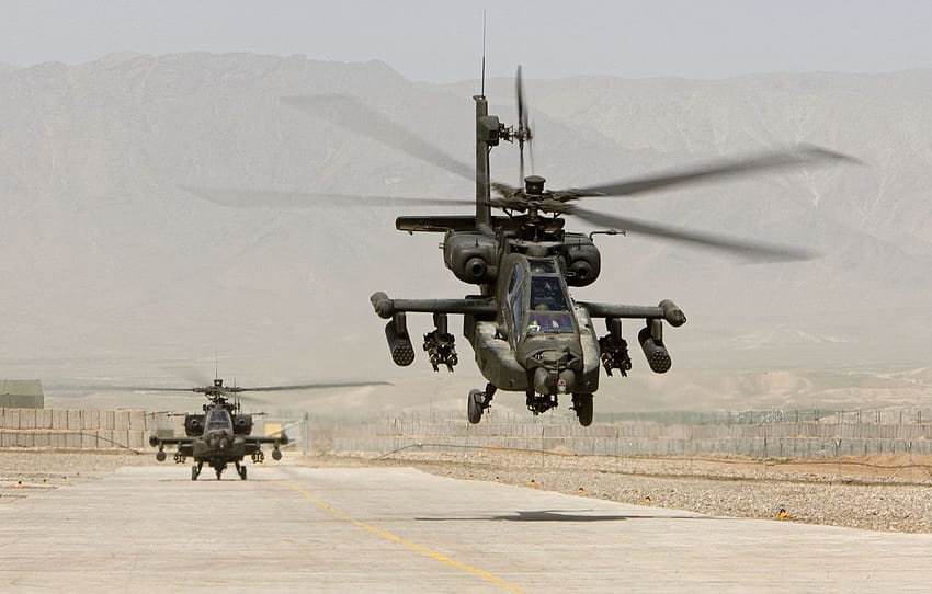 us air force, arme, hélicoptère, Apache, AH, missiles d'hélicoptère Fond d'écran HD