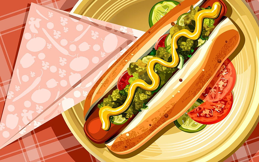 Illustrazioni di cibo PSD 3126 illustrazione di hot dog hot dog Sfondo HD