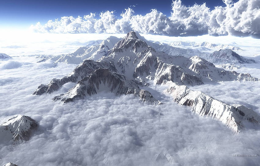 空、雲、雪、霧、山、霜、空、エベレスト、セクション ジャンク、エベレスト山 高画質の壁紙