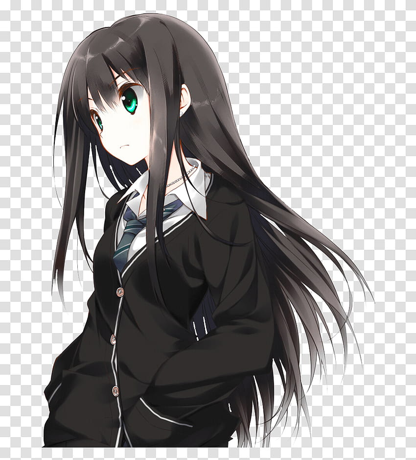 Anime Girl With Bright Eyes And A Long Dark Hair Background, Anime Girl  Profile Picture, Profile, Animal Background Image And Wallpaper for Free  Download