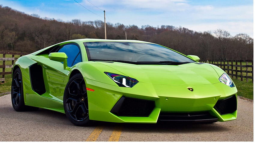 Lamborghini Green Car, lime green sports car HD wallpaper