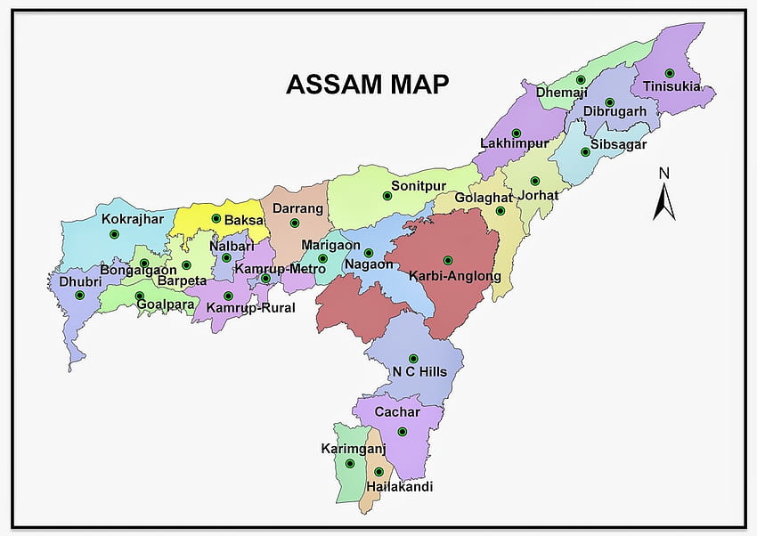 Mapa Assam i 100 innych map międzynarodowych do wydrukowania Tapeta HD