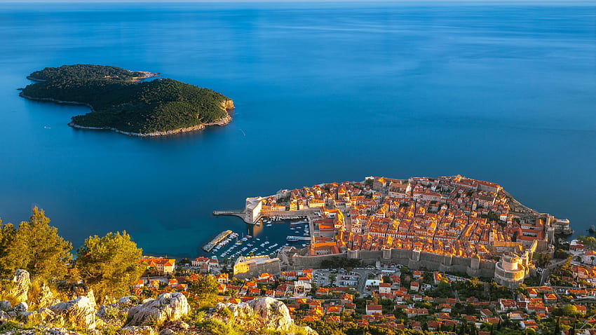 Croatia, Dubrovnik, sea, island, houses, buildings, dubrovnik croatia HD wallpaper