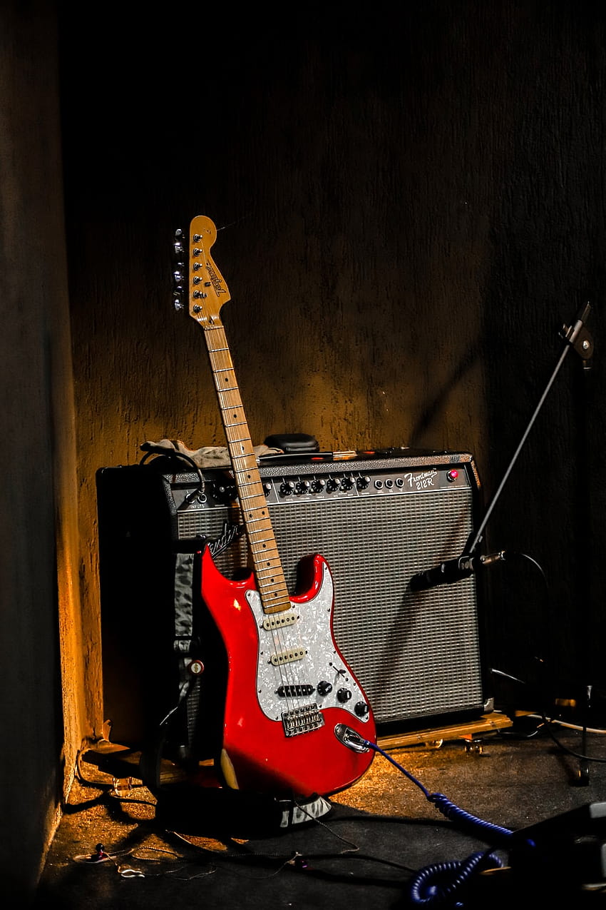 Rote Gitarre, Fender-Gitarrentelefon HD-Handy-Hintergrundbild