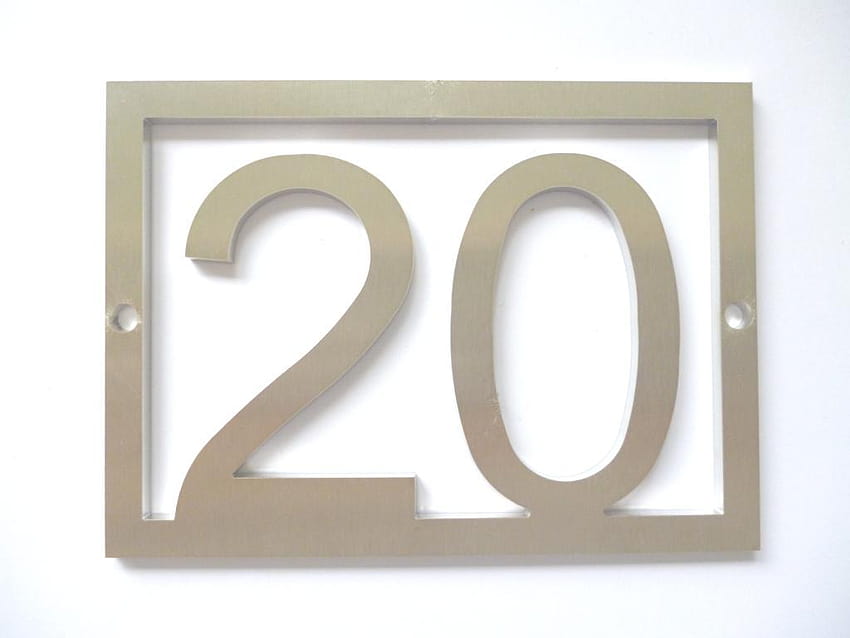 Porta de aço inoxidável com moldura retangular número 20, nº 20 papel de parede HD
