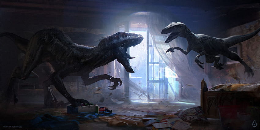 Jurassic World: Fallen Kingdom, blu contro indoraptor Sfondo HD