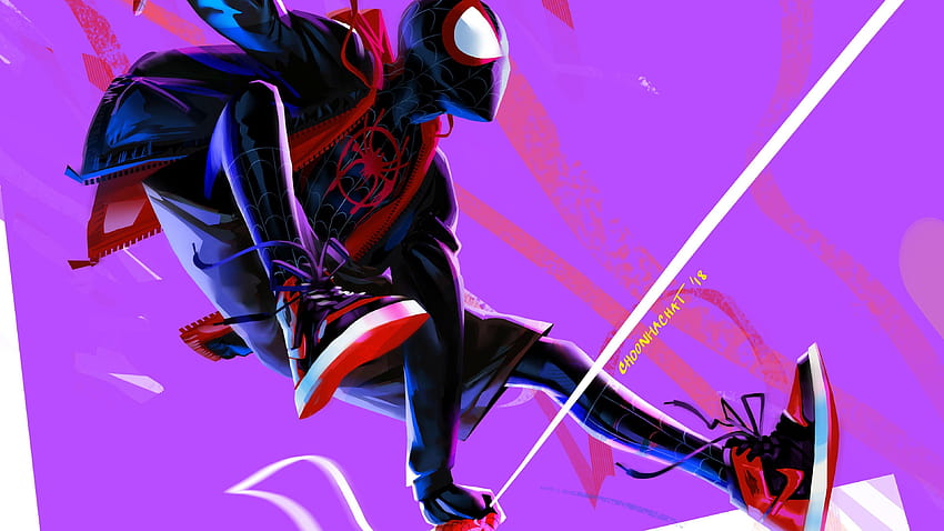 Miles Morales In Spider Man Into The Spider Verse アートワーク, Spiderman into the Spiderverse 高画質の壁紙