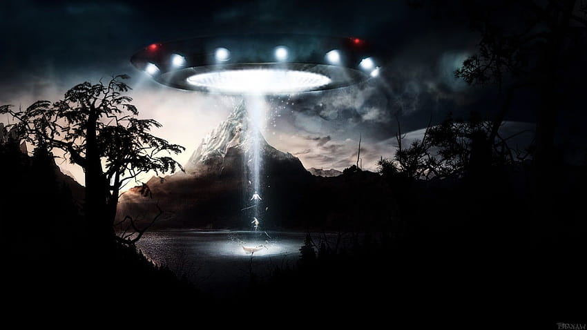 Graues Raumschiff, Fantasiekunst, UFO HD-Hintergrundbild