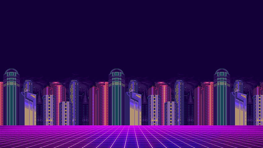 Neon City 8 Bit, 8 bit city HD wallpaper