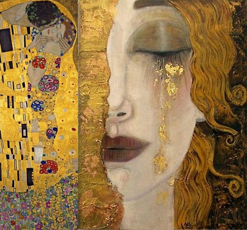 Gustav Klimt El beso fondo de pantalla
