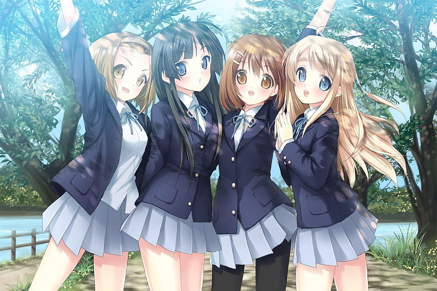School Girls Group, anime school HD wallpaper