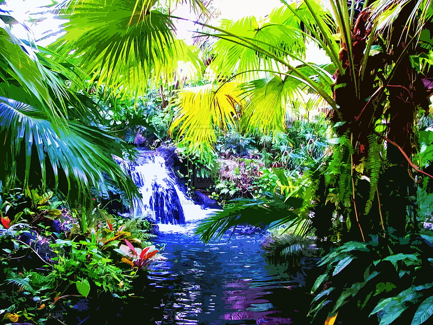 Cascadas de la selva tropical del arco iris de alta resolución, selva tropical del arco iris fondo de pantalla
