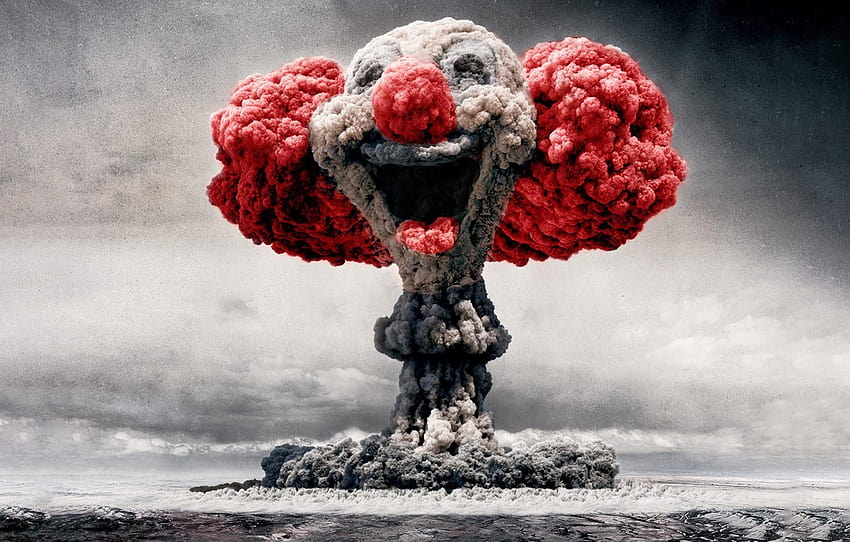 clown, a nuclear explosion, explotion, nuclear clown, nuclear clown , section настроения, nuclear blast HD wallpaper