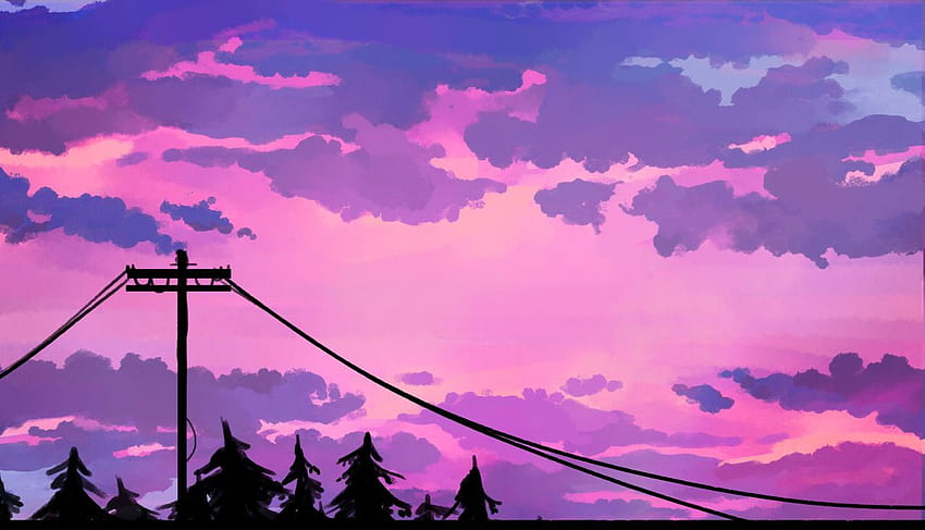 Ungu Anime Sky, anime pc ungu Wallpaper HD