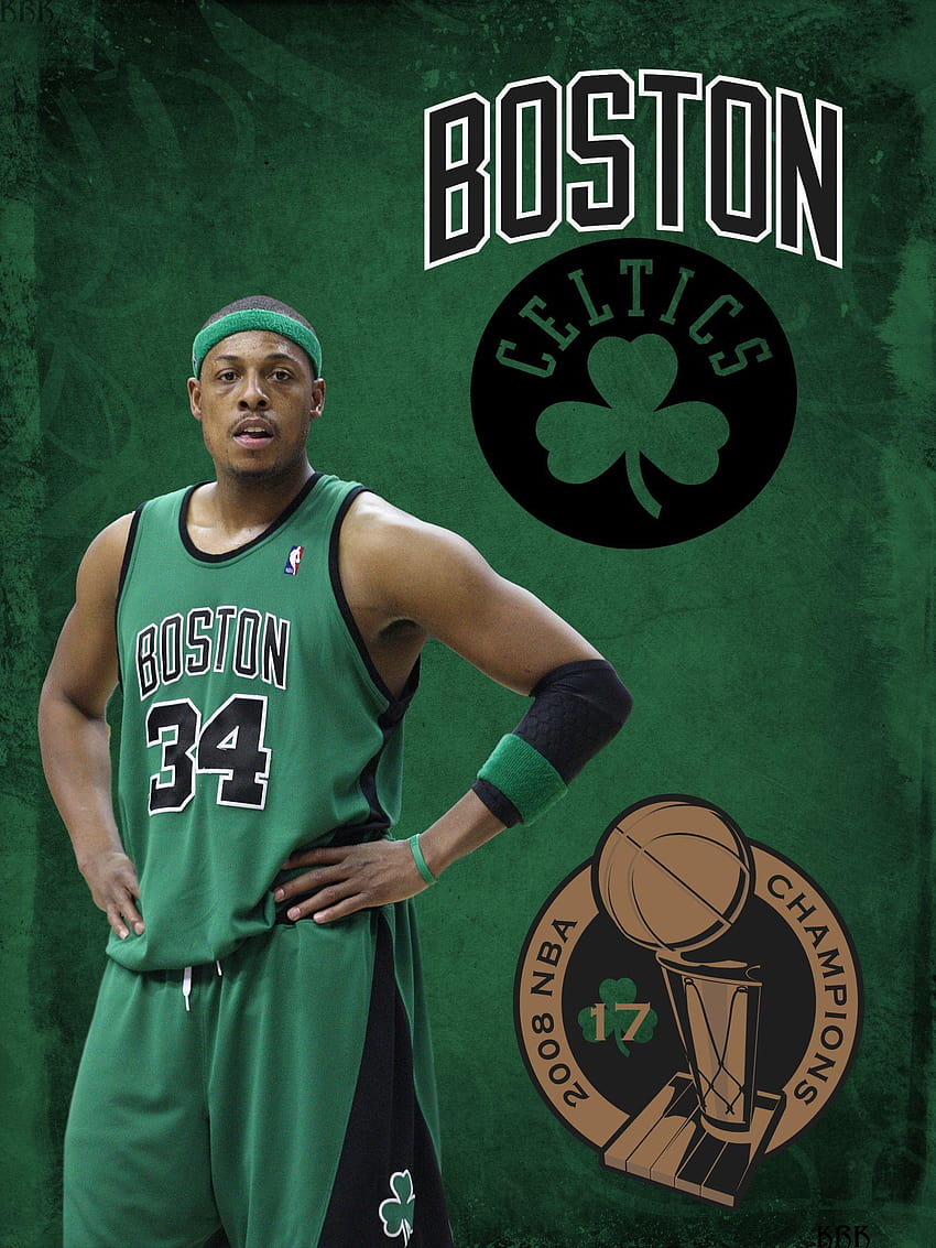 Kevin Garnett Paul Pierce and Ray Allen Boston Celtics Unsigned Green Jersey Photograph