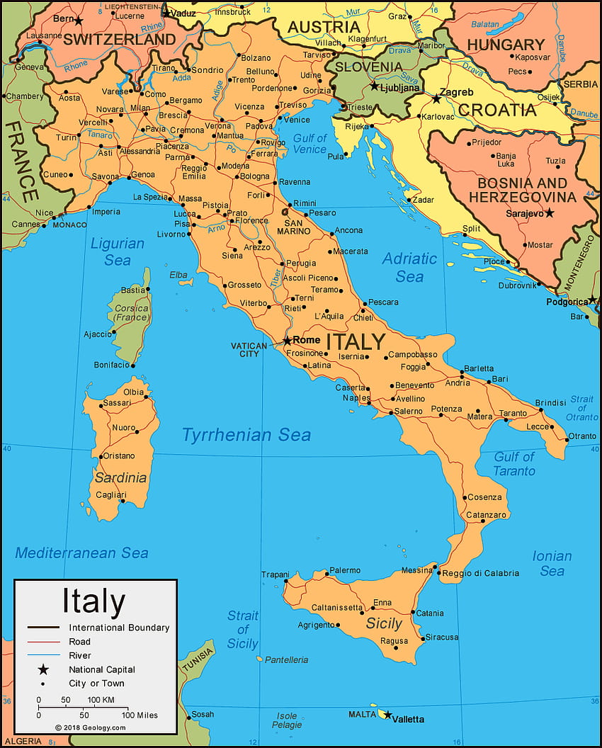 Mapa e satélite da Itália Papel de parede de celular HD