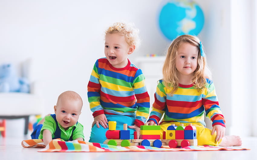 Küçük kızlar Erkekler Bebekler Sevinç Çocuklar Üç 3 3840x2400, erkek oyuncakları HD duvar kağıdı