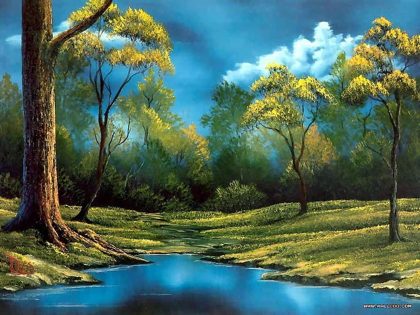 Картини на Боб Рос: Картини с маслени бои на Боб Рос, Пейзажни картини HD тапет