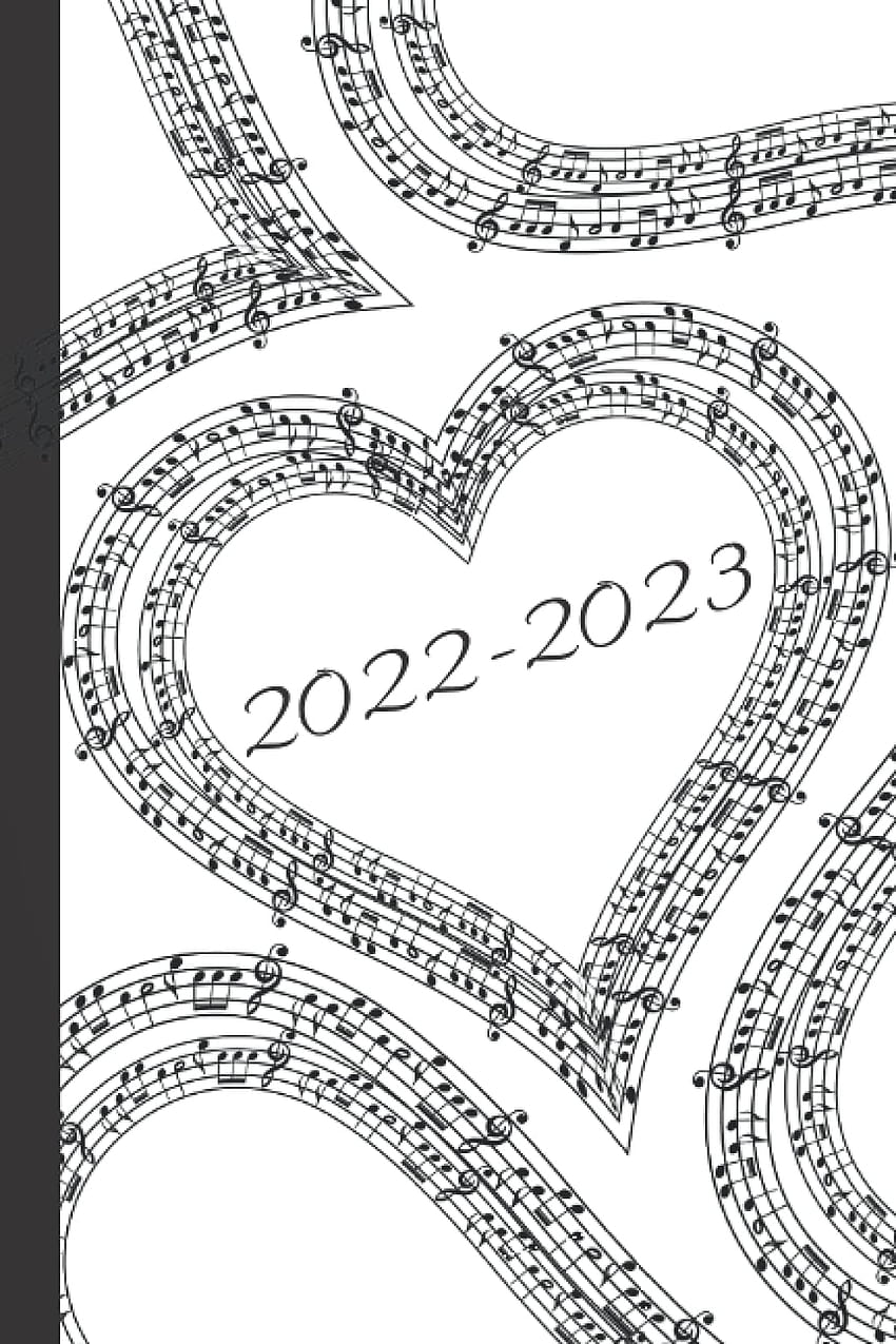 Black & White Heart Sheet Music Lovers 25 Month Weekly Planner Dated Calendar Gift Notebook for Women or Men: 2 years plus December To HD電話の壁紙