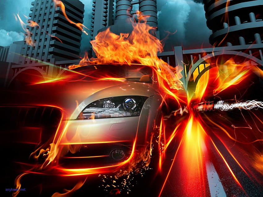 Fire Car Flame Speed Elegant Of Fire Car HD wallpaper