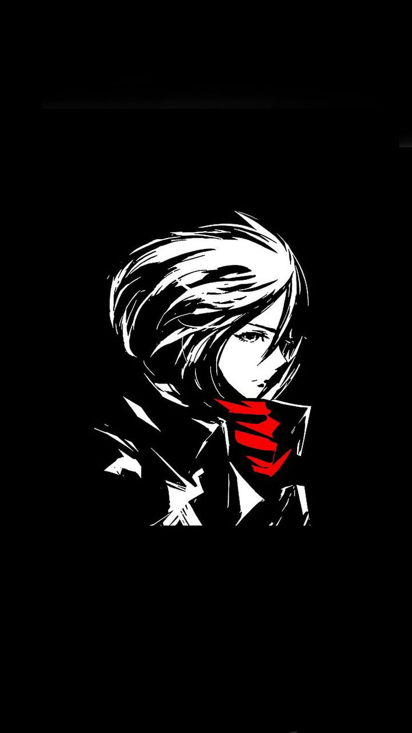 Mikasa Ackerman Black Red, attacco su titano amoled Sfondo del telefono HD