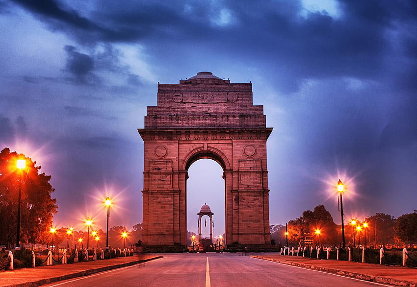 India Delhi Roads Street lights Cities, india gate HD wallpaper