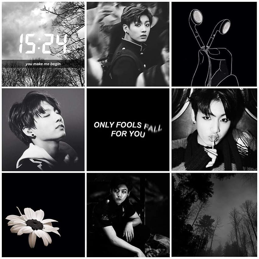 Jungkook black aesthetic, black and white aesthetic jungkook HD phone ...