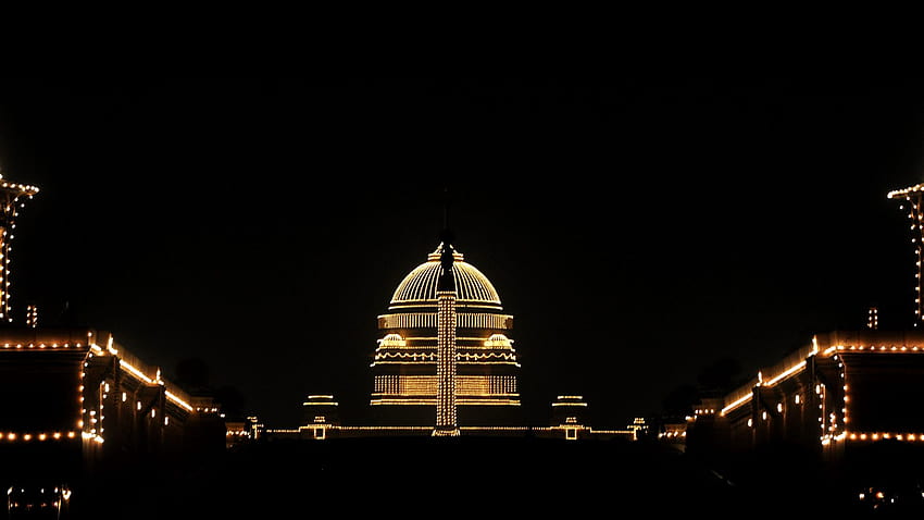 República da Índia Visão noturna do Parlamento papel de parede HD