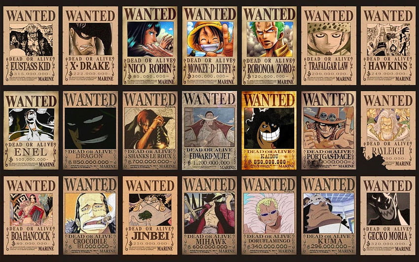 รายการที่ต้องการ OnePiece ตัวละคร One Piece ต้องการตัดปะโปสเตอร์ • For You For & Mobile ตัวละครชิ้นเดียว วอลล์เปเปอร์ HD
