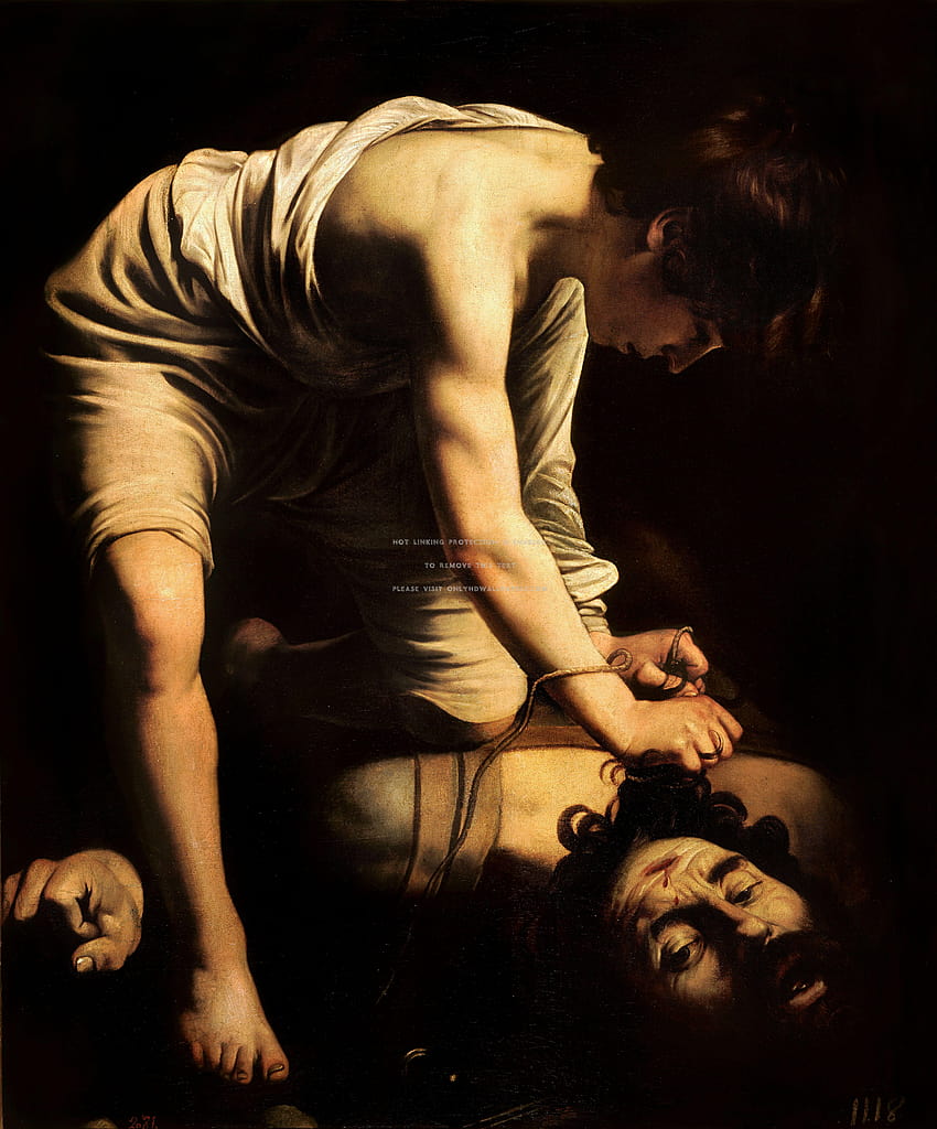 Caravaggio David siegreich über Goliath, Caravaggio-Telefon HD-Handy-Hintergrundbild