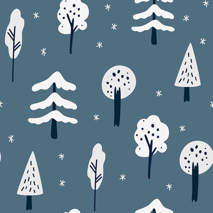 Winter forest seamless pattern. Christmas trees, snowflakes and trees. Winter landscape in Scandinavian style. Holiday decoration backgrounds for , clothing, packaging invitations, posters. 3705710 Vector Art at Vecteezy, pattern winter HD phone wallpaper