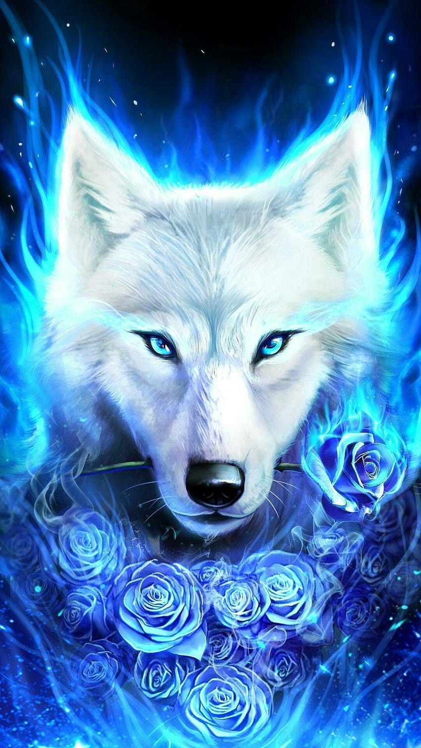 Blue flame wolf, blue wolves HD phone wallpaper