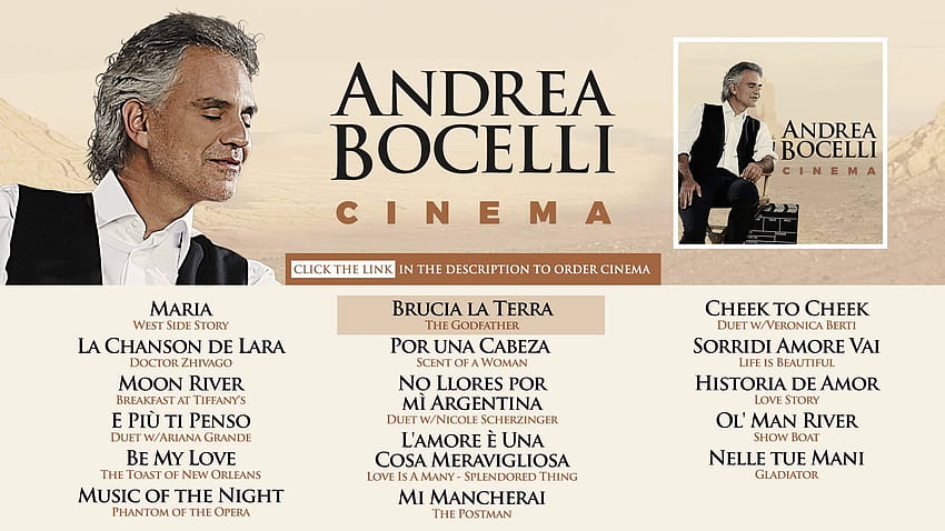 Andrea Bocelli menjadwal ulang konser San Jose untuk mengakomodasi Stanley Wallpaper HD