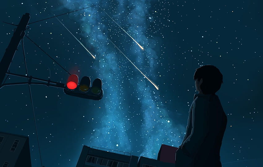 The sky, night, the city, guy, the milky way, shooting, milky way anime HD  wallpaper | Pxfuel