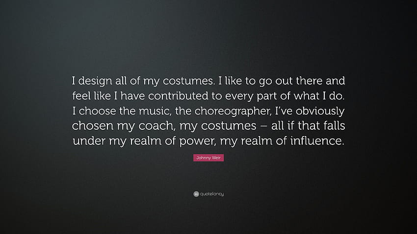 Цитат на Джони Уиър: „Аз проектирам всичките си костюми. Обичам да излизам HD тапет