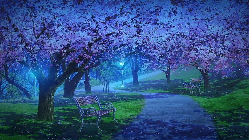Free Vectors  Background material for anime  park with cherry blossoms