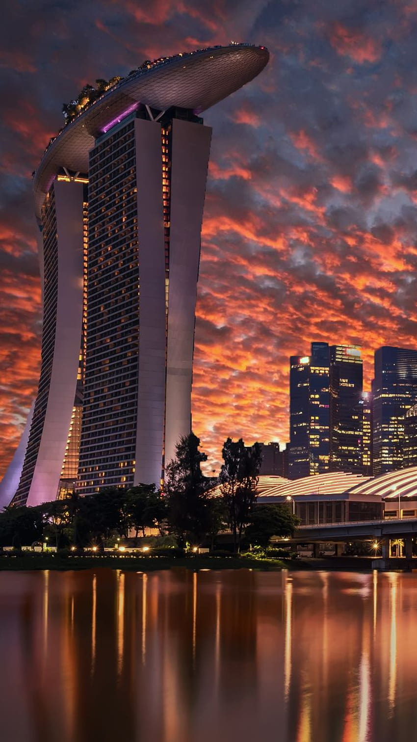 750x1334 싱가포르 고층 빌딩 마리나 베이 샌즈 이브닝 iPhone, singapur HD 전화 배경 화면